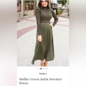 Tea n Rose Olive Green Midi Dress